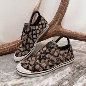 COACH Keeley Women's Laceless Slip On Sneakers Camo Signature Canvas Size 7